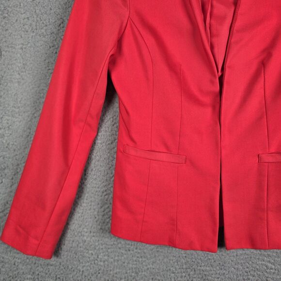 Versona Red Blazer 2 Collarless Hook Eye Pockets Split Cuffs Stretch Work Jacket - Picture 4 of 16